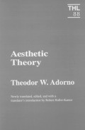 Aesthetic Theory (Theory & History Of Literature)
