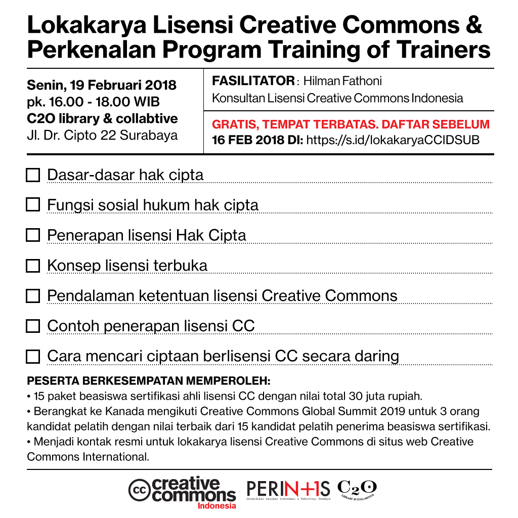Lokakarya Lisensi Creative Commons & Perkenalan Program Training of Trainers