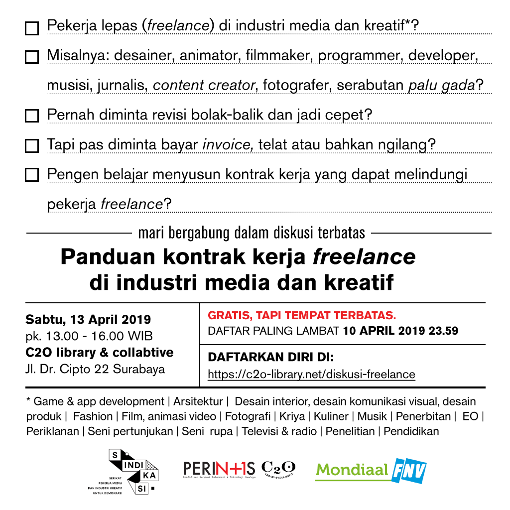 Diskusi terbatas “Panduan Kontrak kerja Freelance di industri media dan kreatif”